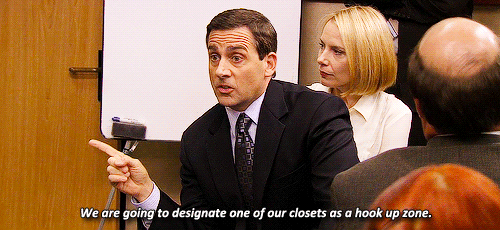 michael from the office, "we are going to designate one of our closets as a hook up zone" gif